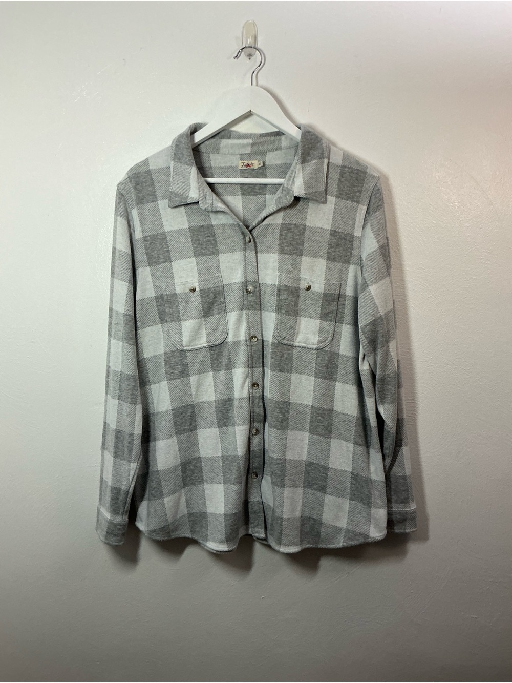 Faherty Gray & White Plaid Button-Down Shirt Size XL